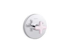 002® Thermostatic Trim, Rose Quartz Cross Handle