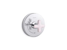 002® Single Control Trim, Rose Quartz Cross Handle