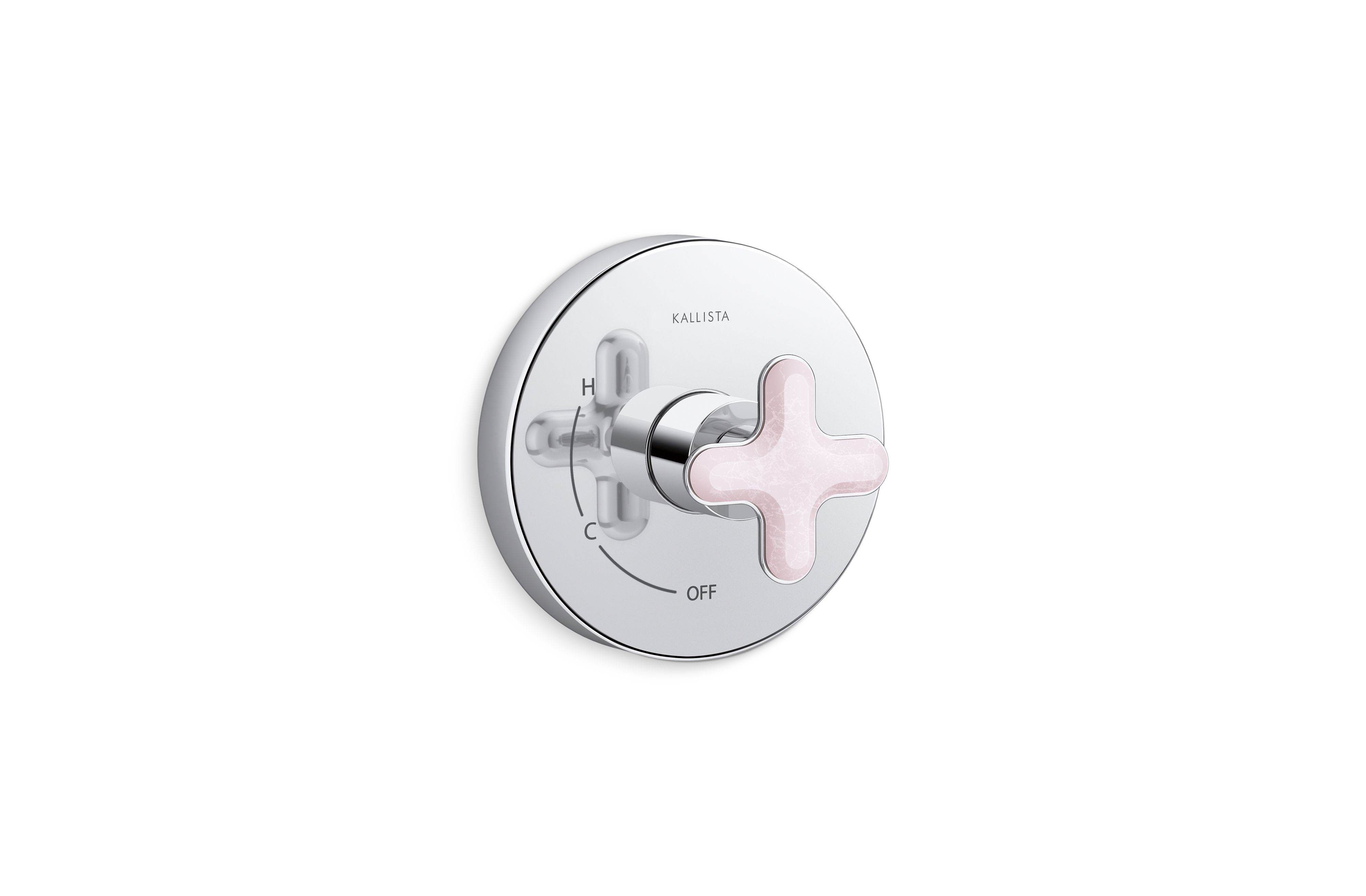002® — Single Control Trim, Rose Quartz Cross Handle