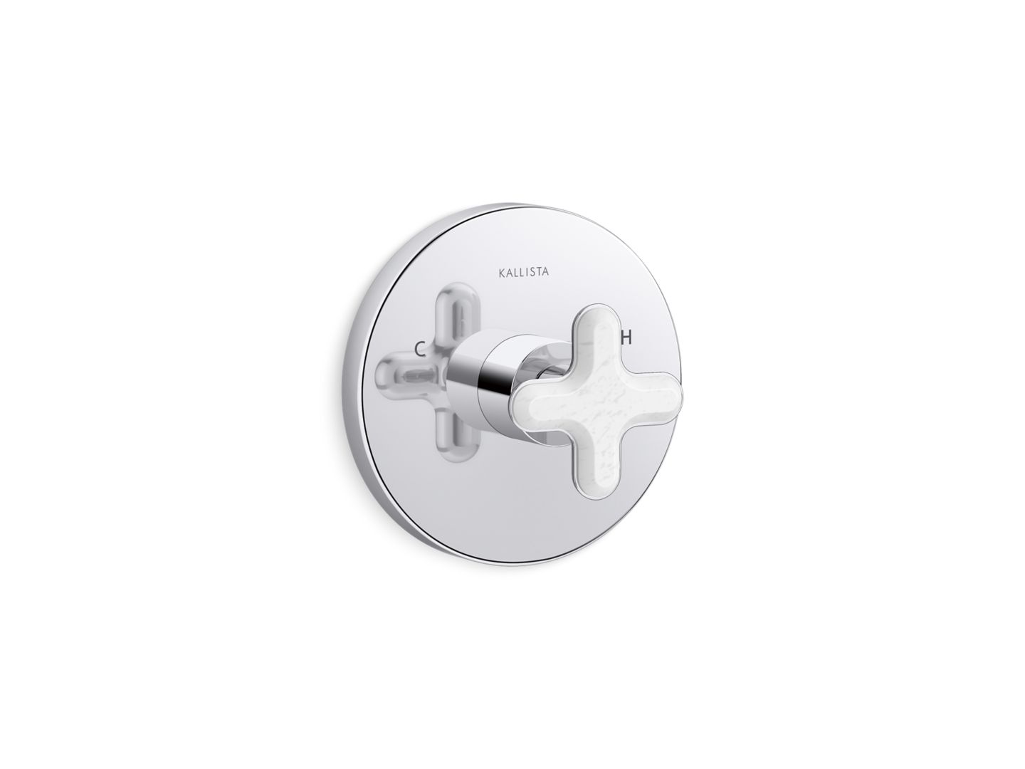 002™ Thermostatic Trim, White Carrara Cross Handle