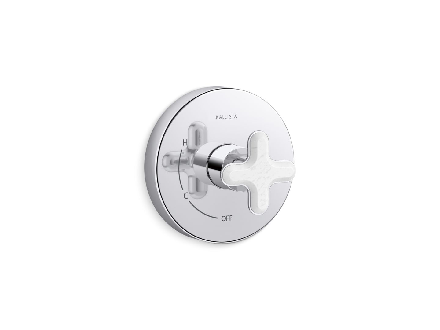 002® Single Control Trim, White Carrara Cross Handle