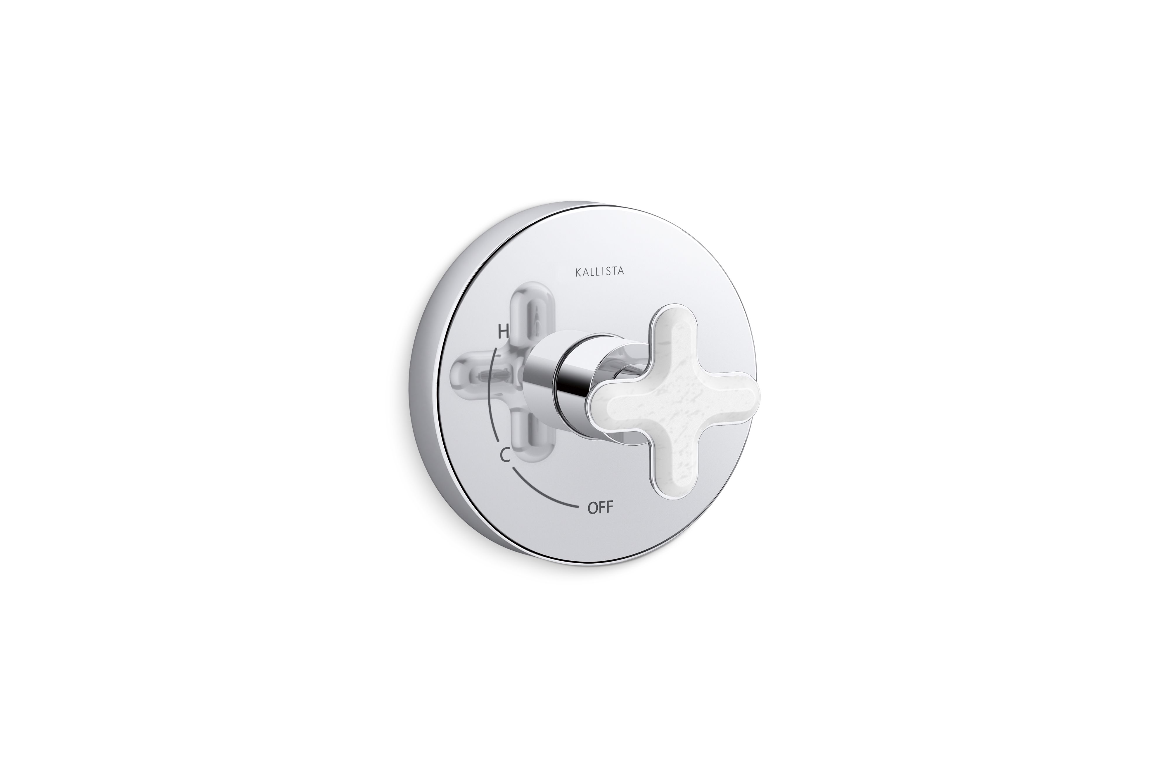 002® — Single Control Trim, White Carrara Cross Handle