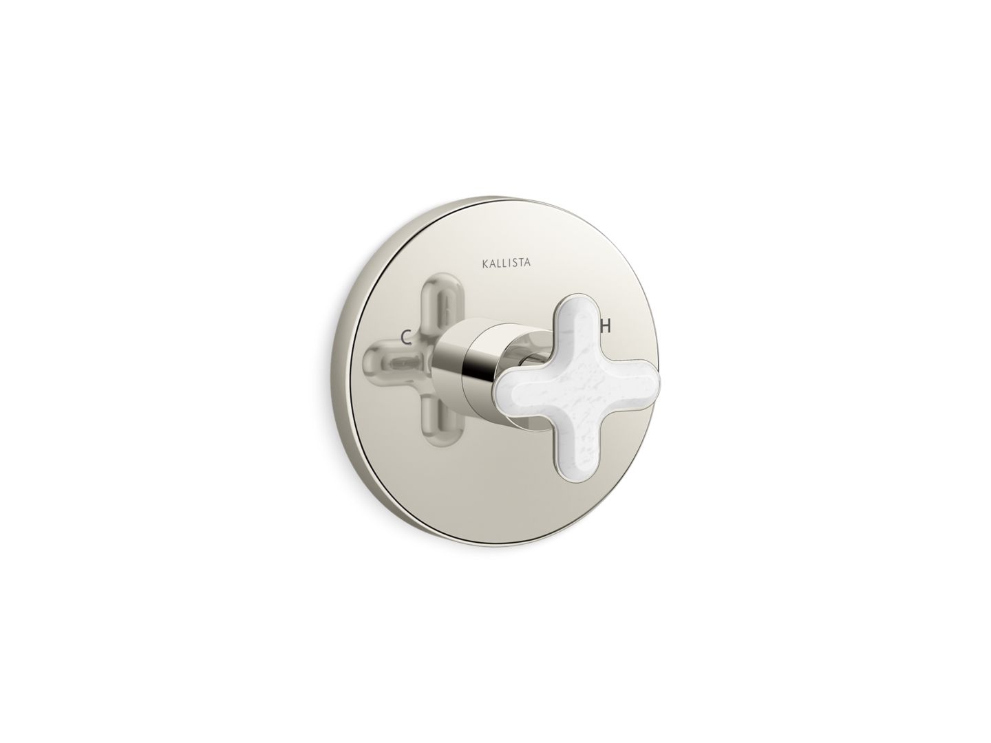 002™ Thermostatic Trim, White Carrara Cross Handle