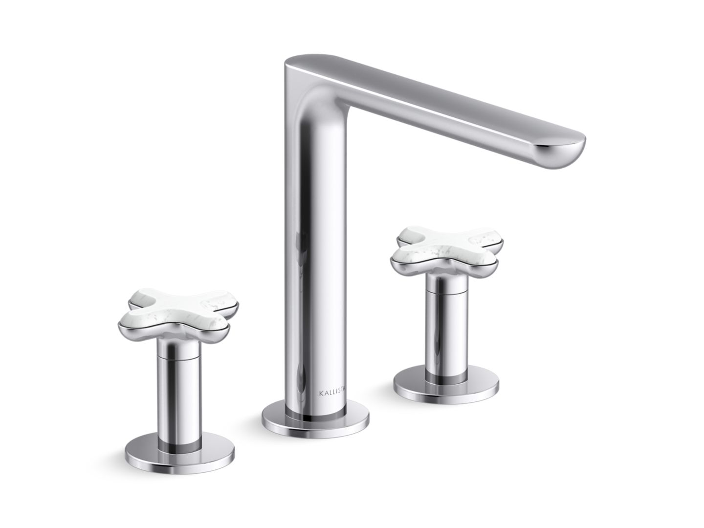 002™ Deck-Mount Bath Faucet, White Carrara Cross Handles