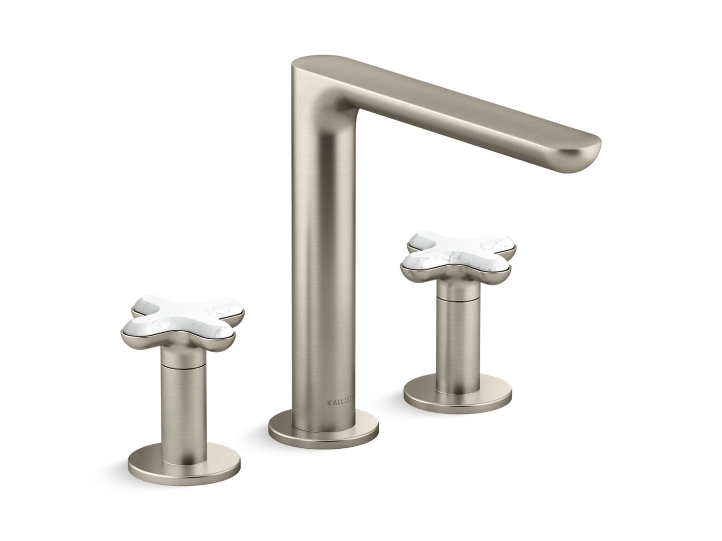 002™ Deck-Mount Bath Faucet, White Carrara Cross Handles