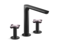 Deck-Mount Bath Faucet, Rose Quartz Cross Handles 0