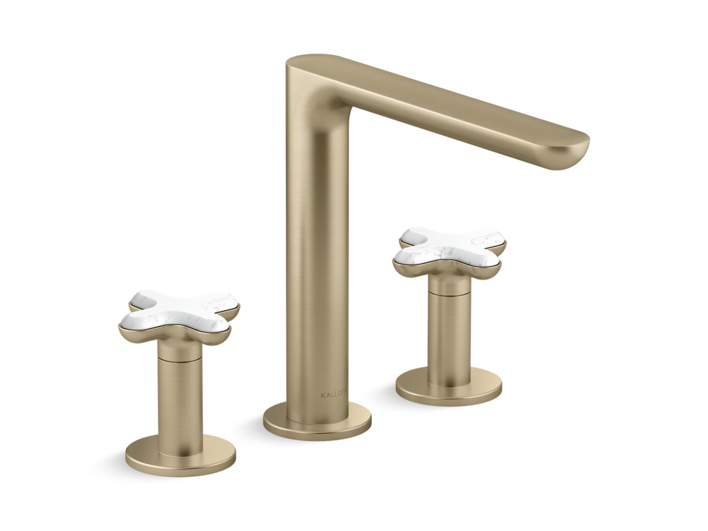 002™ Deck-Mount Bath Faucet, White Carrara Cross Handles