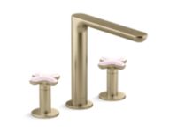 Deck-Mount Bath Faucet, Rose Quartz Cross Handles 0