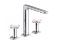 Deck-Mount Bath Faucet, Rose Quartz Cross Handles 0