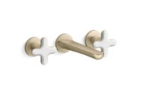 Wall Mount Widespread Sink Faucet, White Carrara Cross Handles 1