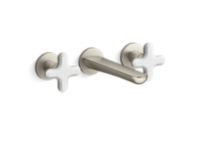 Wall Mount Widespread Sink Faucet, White Carrara Cross Handles 0