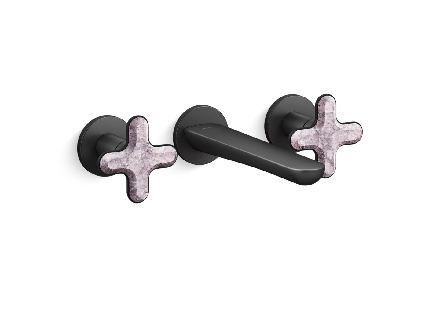 002® Wall Mount Widespread Sink Faucet, Rose Quartz Cross Handles
