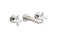 Wall Mount Widespread Sink Faucet, White Carrara Cross Handles 0