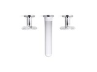 Wall Mount Widespread Sink Faucet, White Carrara Cross Handles 0