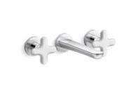 Wall Mount Widespread Sink Faucet, White Carrara Cross Handles 0