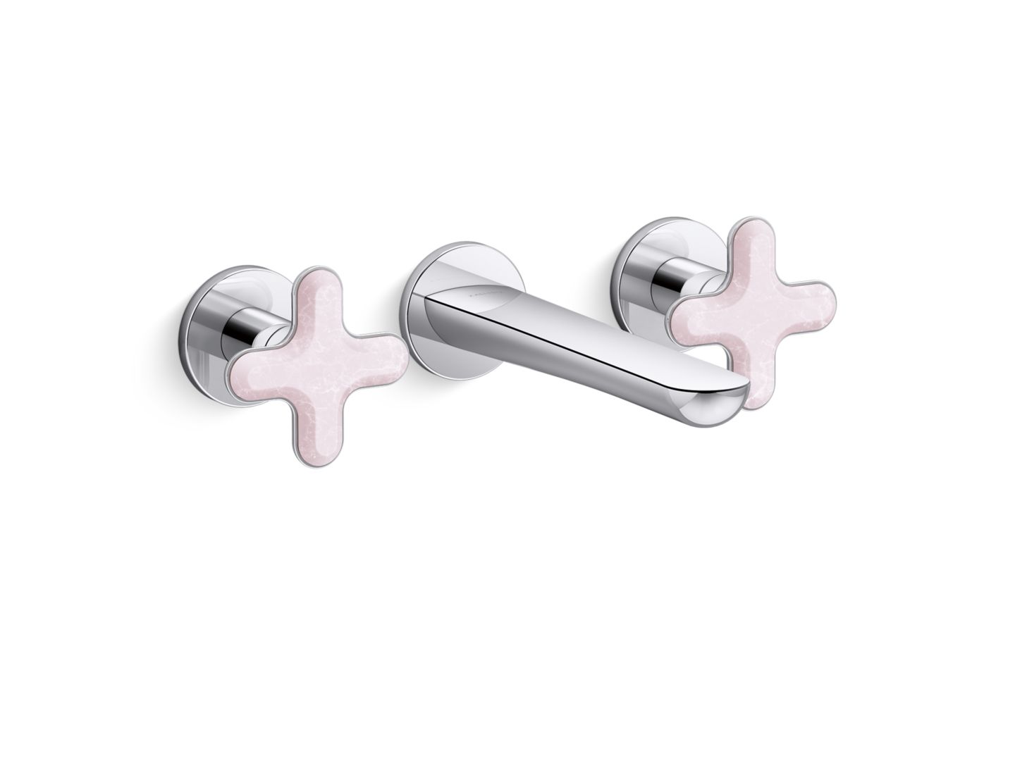 002™ Wall Mount Sink Faucet,  Rose Quartz Cross Handles