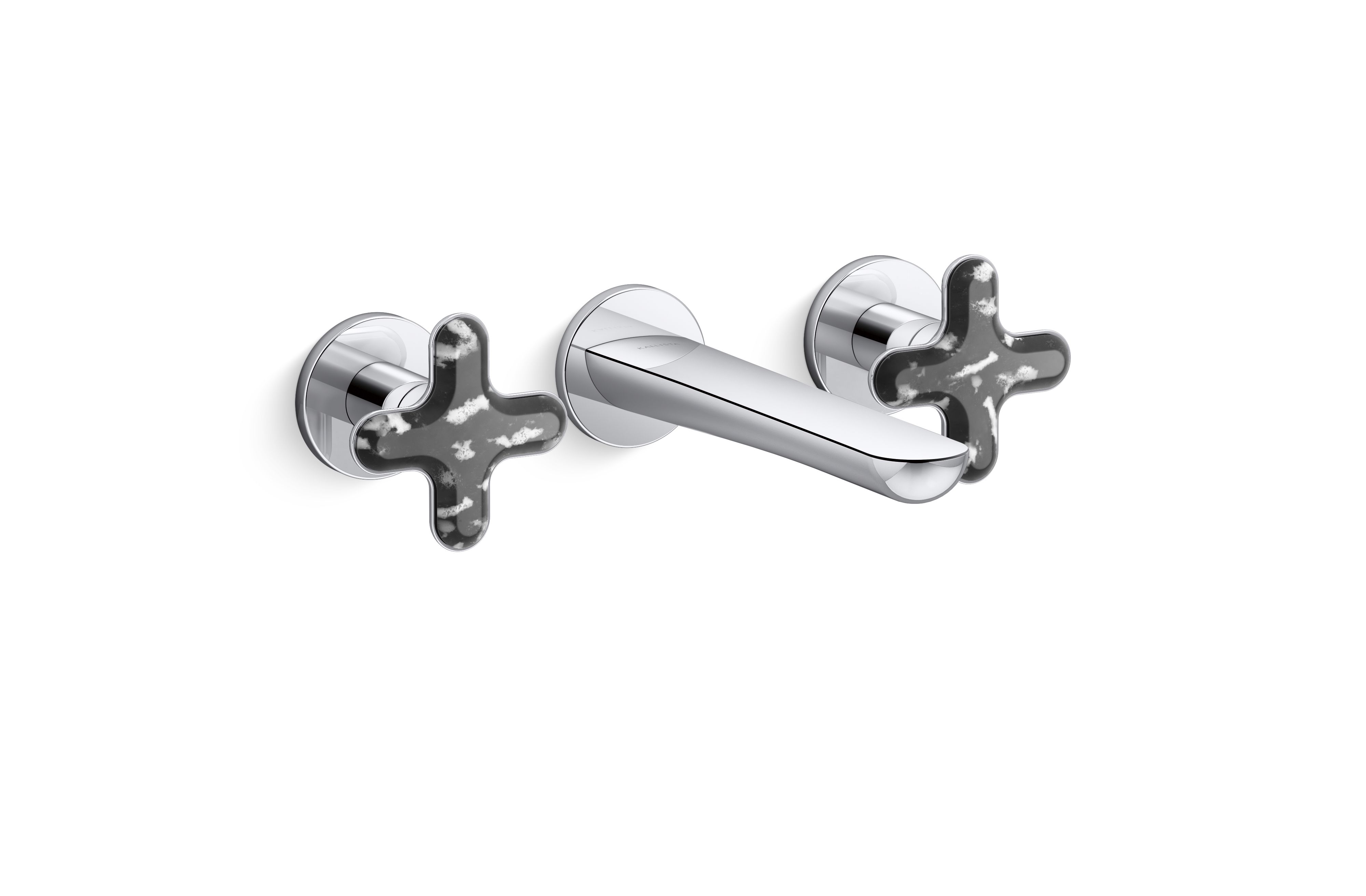 002® — Wall Mount Widespread Sink Faucet, Zebra Jasper Cross Handles