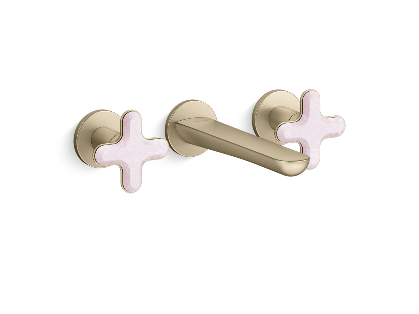 002® Wall Mount Widespread Sink Faucet, Rose Quartz Cross Handles