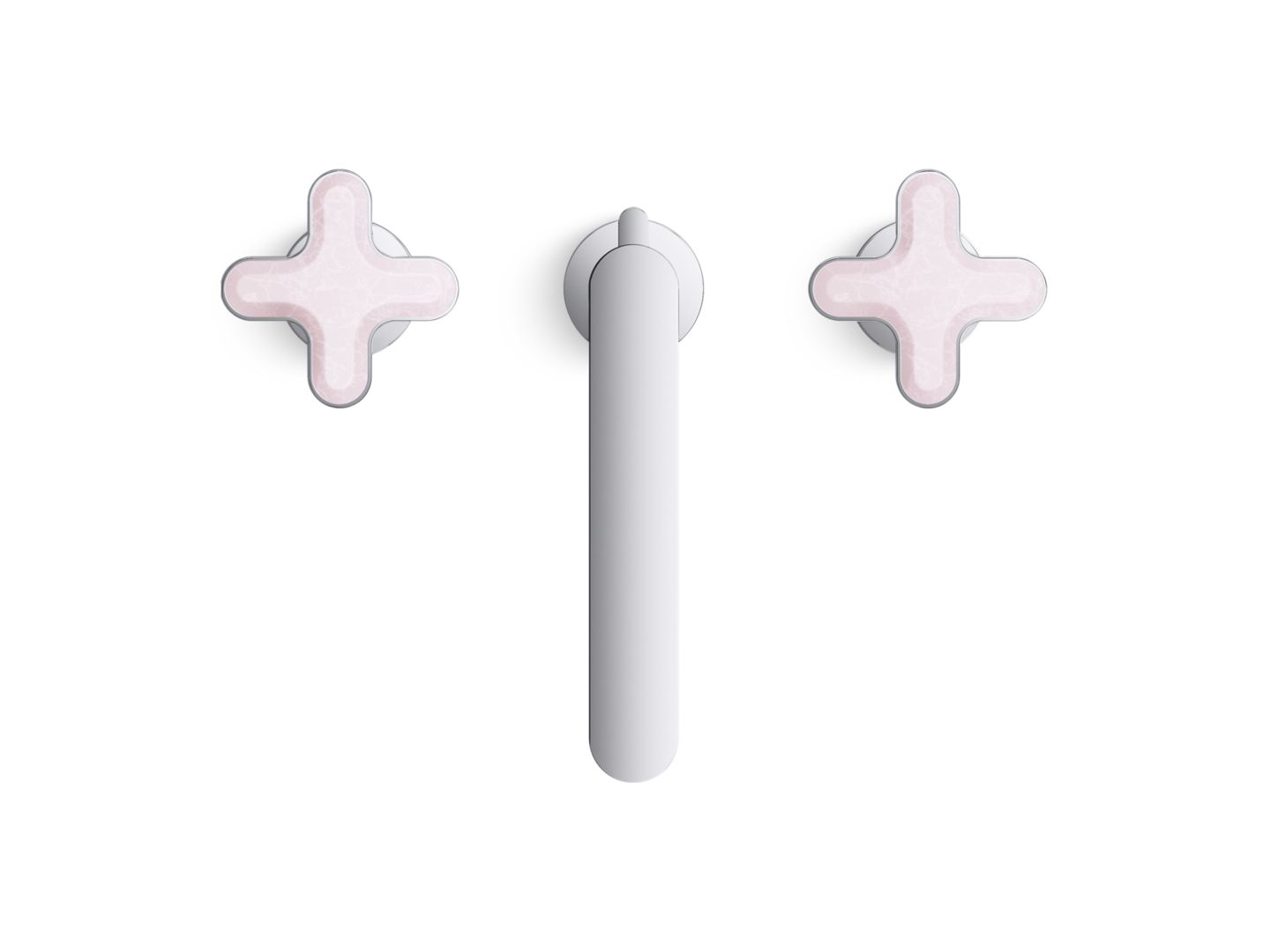 002® Widespread Sink Faucet, Low Spout, Rose Quartz Cross Handles
