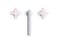 Widespread Sink Faucet, Low Spout, Rose Quartz Cross Handles 0