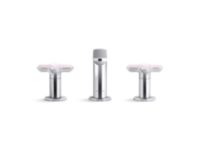 Widespread Sink Faucet, Low Spout, Rose Quartz Cross Handles 2