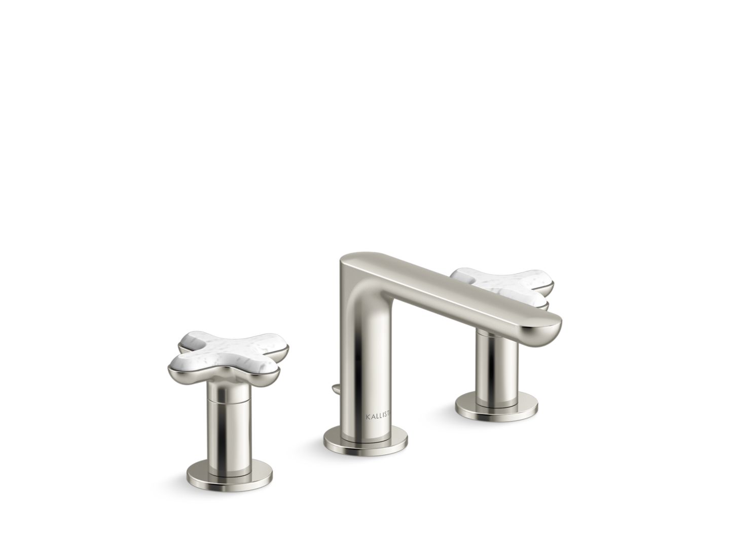 002® Widespread Sink Faucet, Low Spout, White Carrara Cross Handles