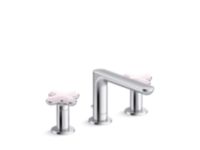 Widespread Sink Faucet, Low Spout, Rose Quartz Cross Handles 0