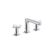 002® Widespread Sink Faucet, Low Spout, Rose Quartz Cross Handles
