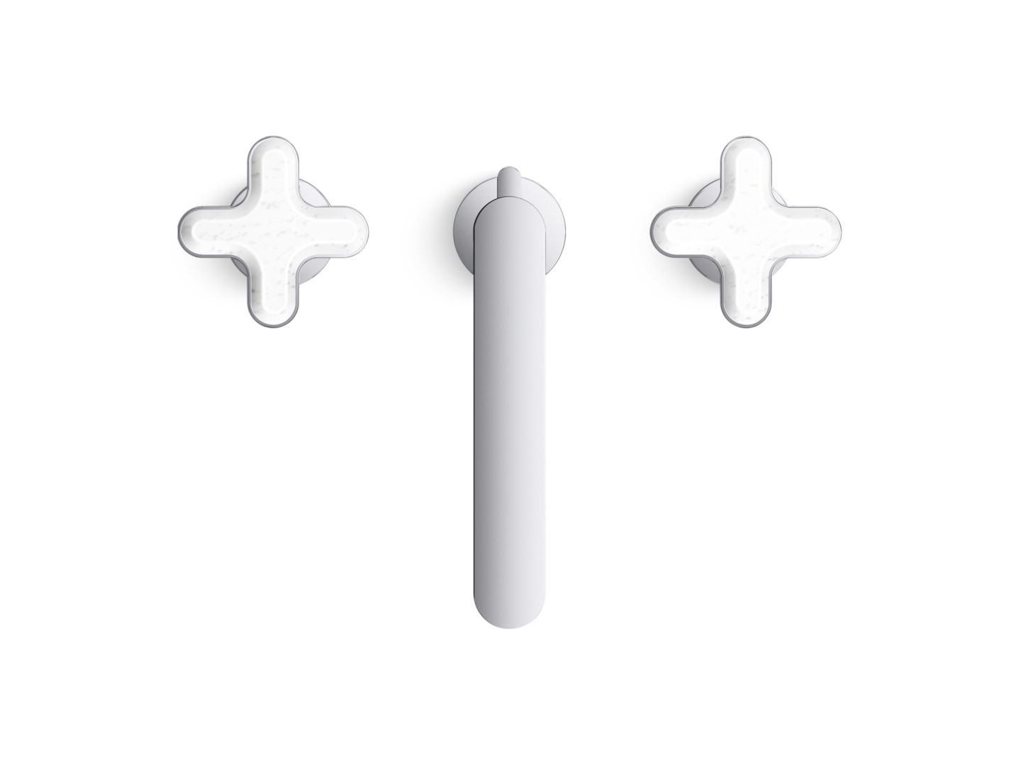 002® Widespread Sink Faucet, Low Spout, White Carrara Cross Handles