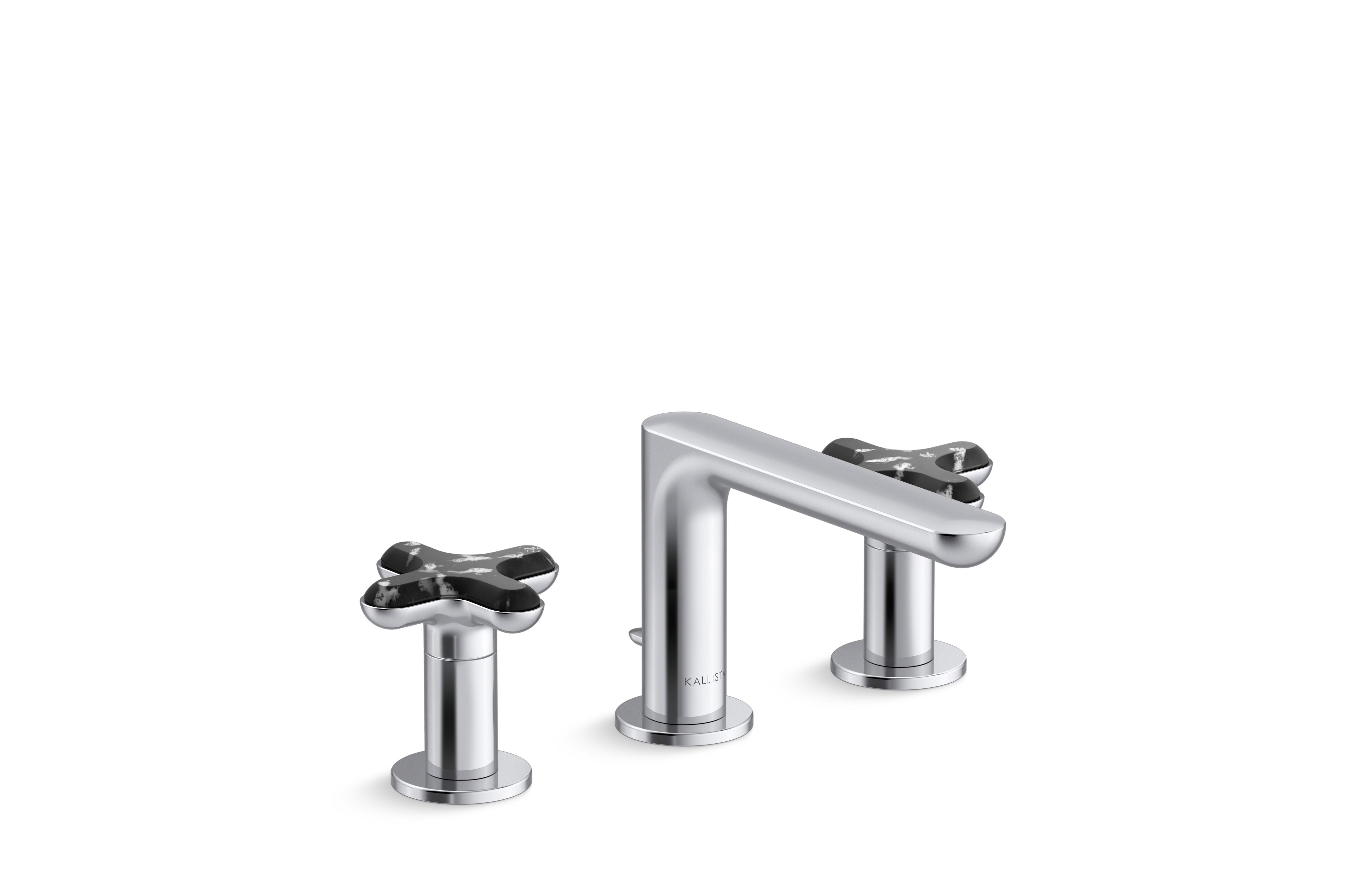 002® — Widespread Sink Faucet, Low Spout, Zebra Jasper Cross Handles