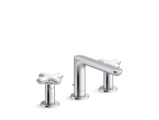 002® Widespread Sink Faucet, Low Spout, White Carrara Cross Handles