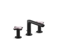 002® Widespread Sink Faucet, Low Spout, Rose Quartz Cross Handles