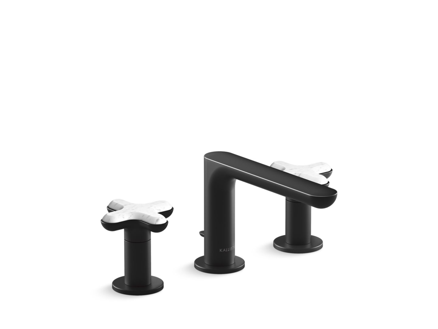 002® Widespread Sink Faucet, Low Spout, White Carrara Cross Handles