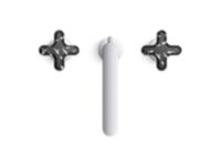 Widespread Sink Faucet, Low Spout, Zebra Jasper Cross Handles 4