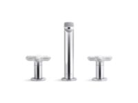 Widespread Sink Faucet, Tall Spout, White Carrara Cross Handles 2