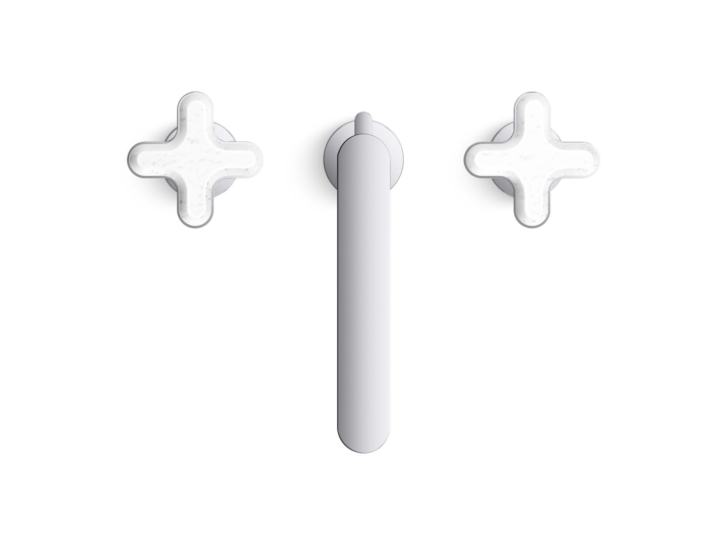 002® Widespread Sink Faucet, Tall Spout, White Carrara Cross Handles