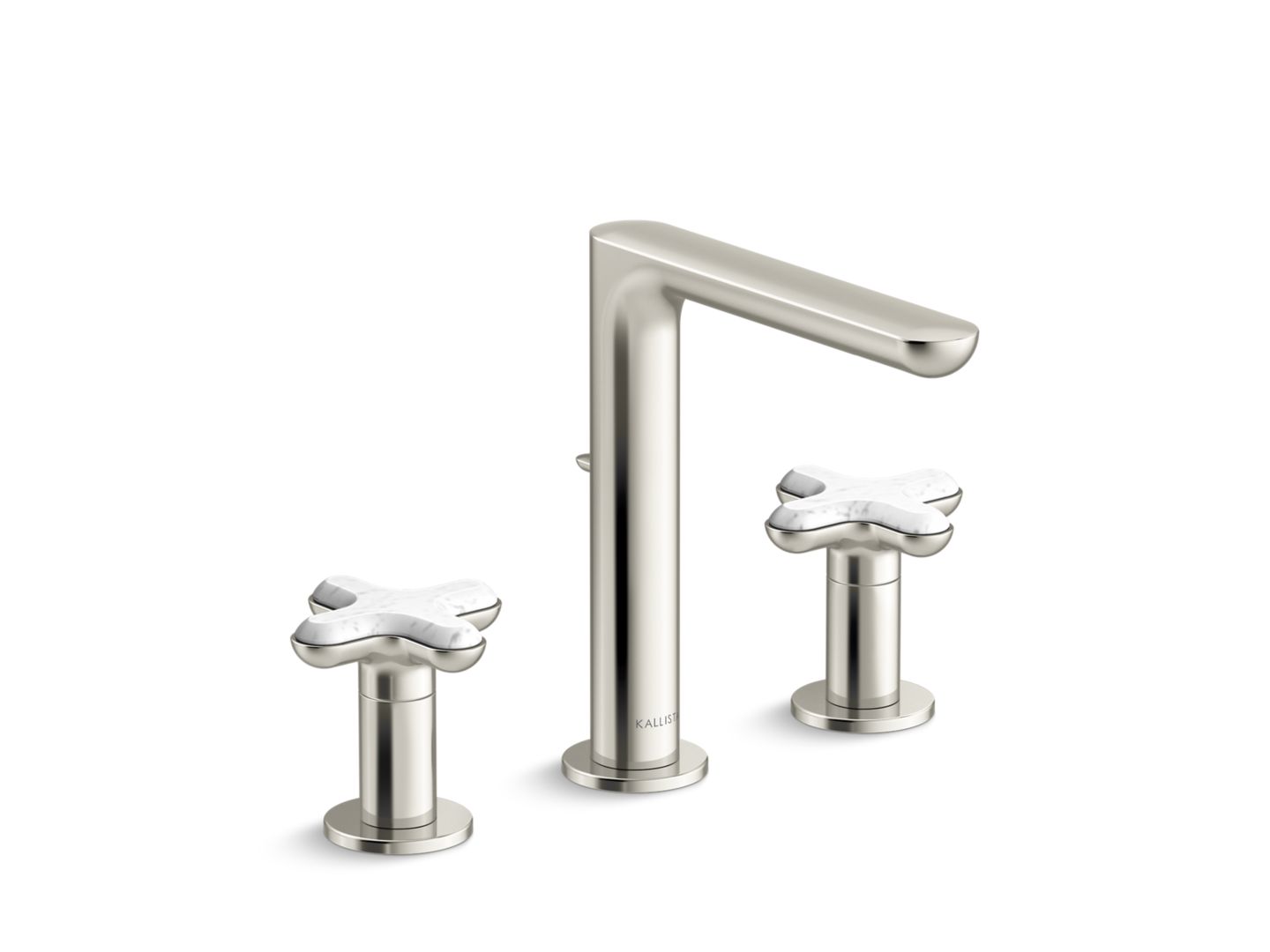 002® Widespread Sink Faucet, Tall Spout, White Carrara Cross Handles