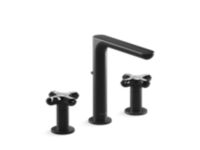 Widespread Sink Faucet, Tall Spout, Zebra Jasper Cross Handles 1