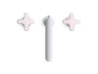 Widespread Sink Faucet, Tall Spout, Rose Quartz Cross Handles 0