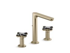 002® Widespread Sink Faucet, Tall Spout, Zebra Jasper Cross Handles