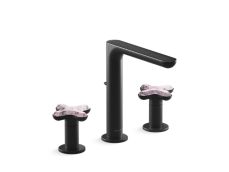 002® Widespread Sink Faucet, Tall Spout, Rose Quartz Cross Handles