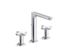 002® Widespread Sink Faucet, Tall Spout, White Carrara Cross Handles