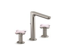 002® Widespread Sink Faucet, Tall Spout, Rose Quartz Cross Handles