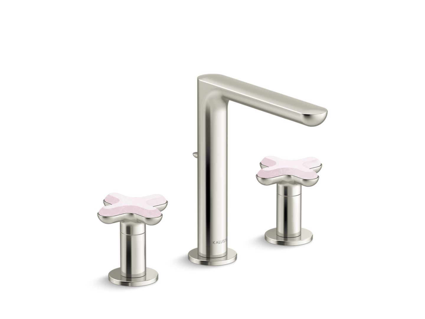 002™ Widespread Sink Faucet, Tall Spout, Rose Quartz Cross Handles