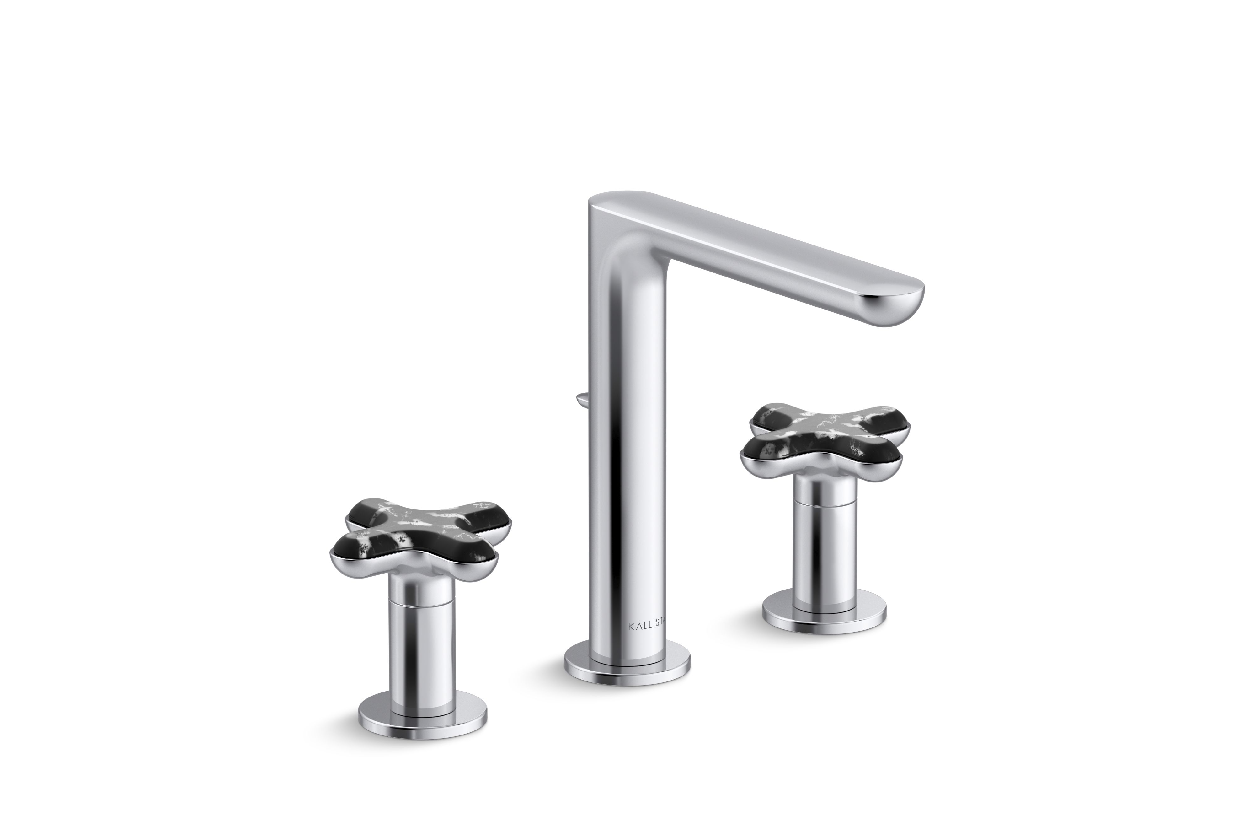 002® — Widespread Sink Faucet, Tall Spout, Zebra Jasper Cross Handles
