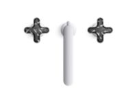 Widespread Sink Faucet, Tall Spout, Zebra Jasper Cross Handles 4