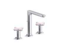 Widespread Sink Faucet, Tall Spout, Rose Quartz Cross Handles 0