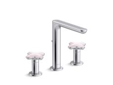 002® Widespread Sink Faucet, Tall Spout, Rose Quartz Cross Handles