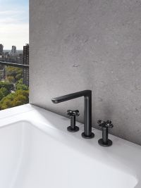 Deck-Mount Bath Faucet, Zebra Jasper Cross Handles 2