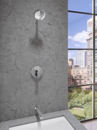 Contemporary Round Showerhead with Arm 2